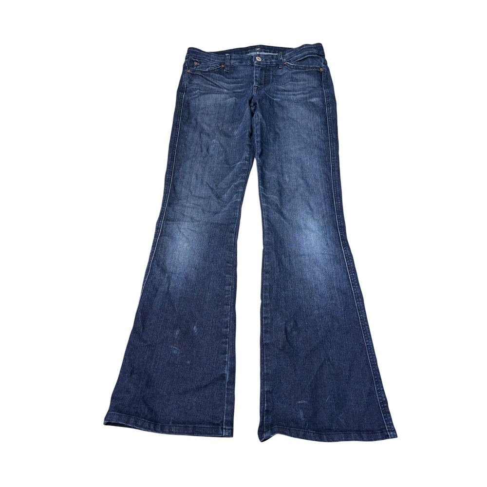7 For All Mankind A Pocket Flare Jeans Dark Wash Blue Denim Women Size 27X30 USA